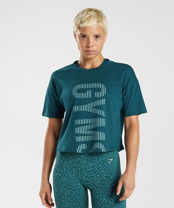 T Shirts Damskie Gymshark 315 Midi Turkusowe Niebieskie | PL 3049AHK